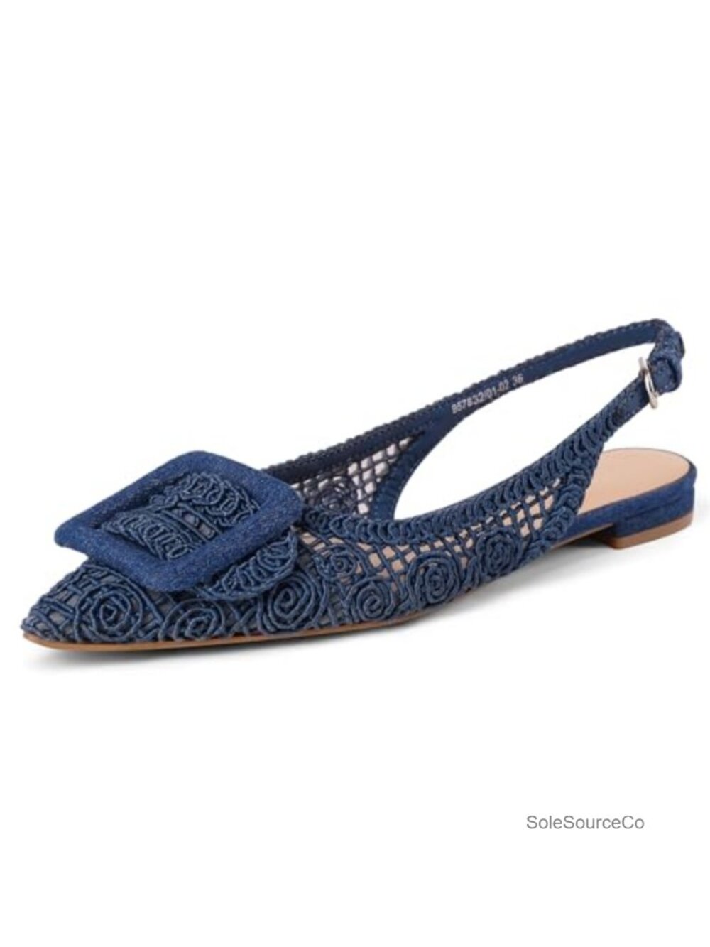 Woven Mesh Slingback Flats Pointed Toe Slip On Low Heel Women's Dress Shoes